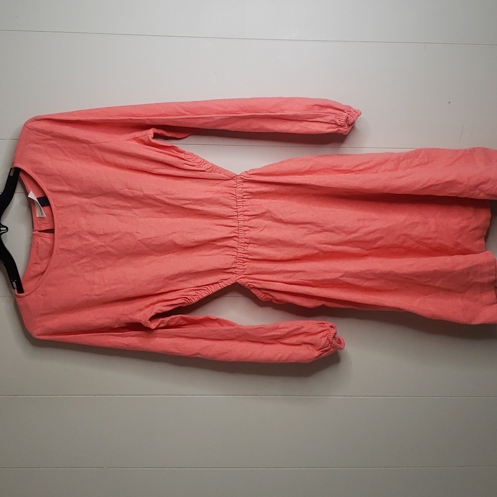 Women's Balloon Long Sleeve Mini A Line Dress Coral Medium - Picture 3 of 9